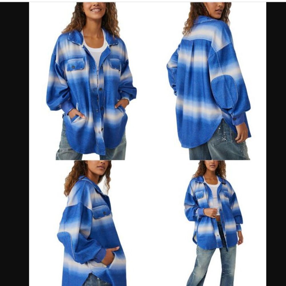 NWOT Free People Printed Ruby Jacket in Deep Sea Comb Size Medium - Picture 2 of 11
